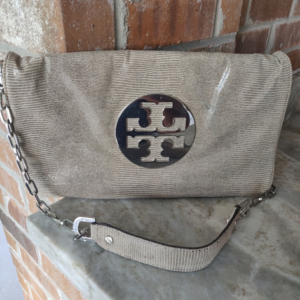 Tory Burch Snakeprint Reva Clutch
